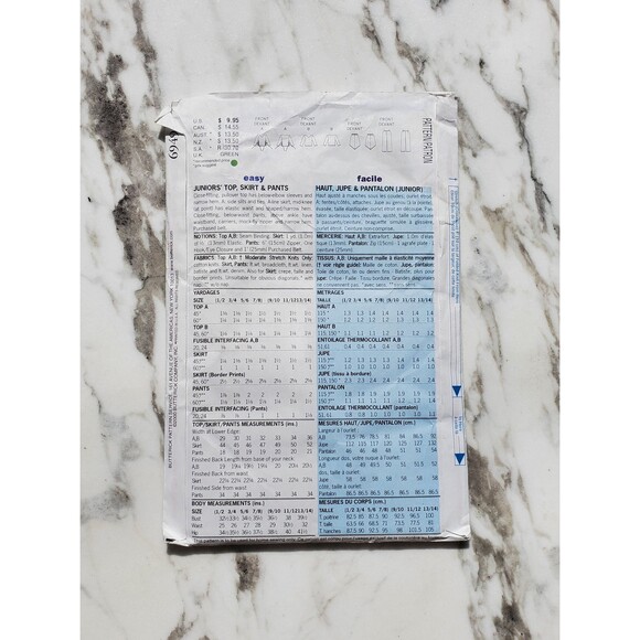 2000s Juniors Top, Skirt and Pants Sewing Pattern - Picture 2 of 2